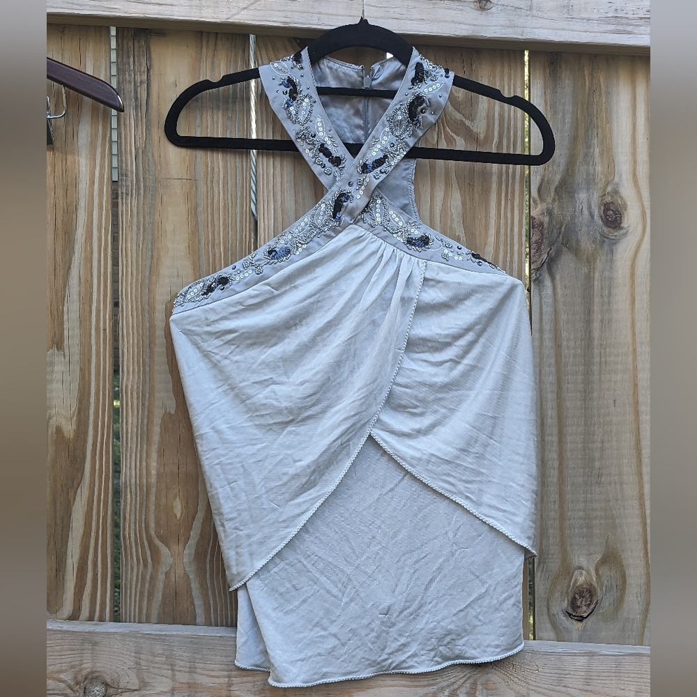 Y2K Soft Layered Development Cross Halter Top